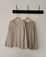 Common linen V-neck knitwear