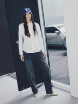 Tapered Round Denim Pants Grey