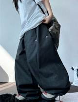 スナップデニムバルーンロングパンツ💙🖤2カラー
