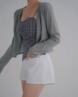 Deca cardigan & checkered sleeveless set