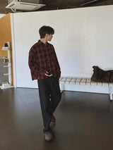 [A-S0342] タータンチェッククロップシャツ (3色)