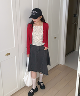 ナイローバランスデニムサージェリー ミディスカート