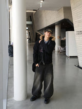 No.1538 A pocket wide black denim PT