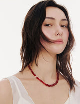 26SS★ H Edition (W) Red Jade Gradation Beaded Necklace