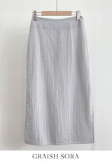 Color Matching Layered Slit Long Skirt