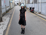  DOUBLE BUTTON PLEATS SKIRT