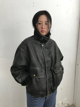 [MD Pick] Grunge Leather Mustang Jacket (2color)