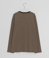 [unisex] Kemppa Stripe Over Round Long Sleeve Tee
