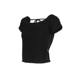SPUARE NECK  BACKLESS RAGLAN TOP_Black