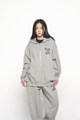 25SS INK STAMP LOGO HOODIE ZIP UP MELLANGE