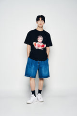 25SS ワイドベーシックデニムショートパンツ ブルー