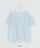 Leonne Lace Punching Short Sleeve Blouse