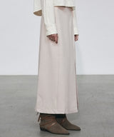 SIDE SLIT LONG SKIRT_BEIGE