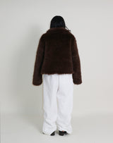 レイチェル 2ベルトディテールショート丈ファージャケット (Lining Quilted)