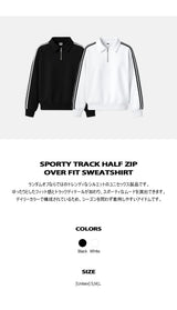 [Unisex] スウェットトラックハーフジップオーバーフィットスウェットシャツ (2color)