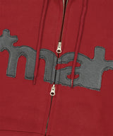 mah CUT OFF APPLIQUE ZIP-UP HOODIE_BURGUNDY