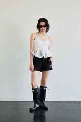 RIBBON JERSEY TRACK MICRO SHORTS / BLACK
