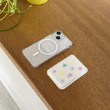 magSafe case pastel star white leather card wallet set