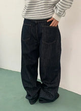 ルツェルン ノンフェード ボタン ワイド デニム パンツ