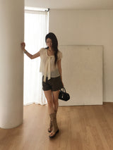 Belted cotton shorts 