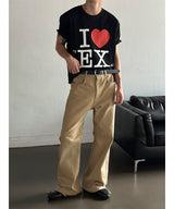 [Unisex] セミクロップハートTシャツ(2color)
