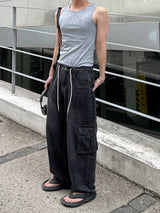 String Wide Cargo Denim PT