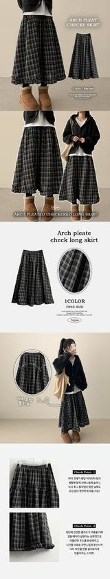 Densi incision hem shirring frill long skirt