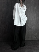 double-pleated long wide slacks