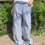 Best Fit 🔥 [#made/Summer🌴/Same-day shipping🚚] Arcade waistband loose fit ワイドストライプ ロングパンツ コットンパンツ 3 colors Airport look/Travel look