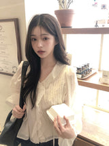 AD ストラップピンタックフリルラッフルブラウス (3color)
