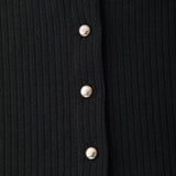 Button off crop cardigan set Black