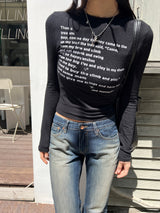  Quiet Poem typo slim fit long sleeve t-shirt (3 colors)