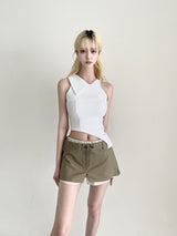 1479. ベイアンバルカラーカットアウトミキシングスリーブレス (3color)