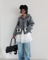 Nyangdeng's nose-dishon tteokbokki knit cardigan