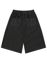 ブランドバミューダデニムハーフパンツ (Black, Mid blue)