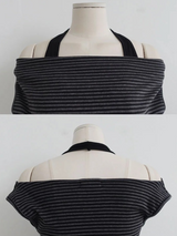 HALTER-STRAP DRAPED OFF-SHOULDER TOP (3COLORS!)