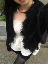Tweed Fringe Cardigan Jacket