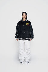 24FW ピクセルベアアートワークバーシティジャケット ブラック