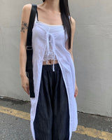 Dart denim wide pants