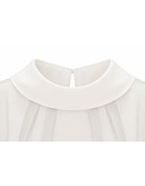 Seira Sheer High Neck Pintuck Blouse Sky Blue