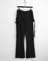 チボンパンチングシースルーシャーリングスカートブーツカットパンツ