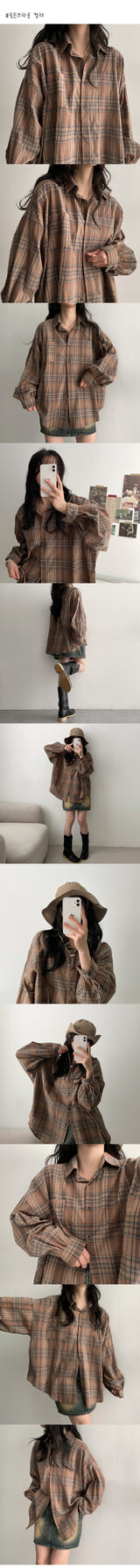 [Overfit♡/interseasonal item] From now on, autumn and spring by chocolate Avant Balloon Check Over Shirt (4 colors) #HighQuality