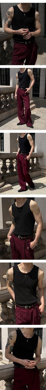 [S/S] High ribbed logo sleeveless(6color)