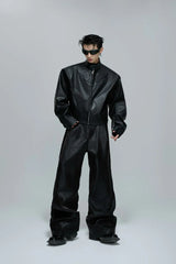 Embossed Moto Armor Leather Jacket