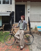 Onen One-Tuck Cotton Wide Slacks
