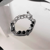 2タイプ [ボールミックス, ダブルチェーンミックス] レイヤードシルバーブレスレット