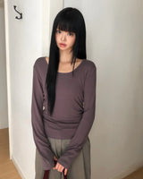 [ORIGINAL] Lazy Warmer Long-Sleeve U-Neck T-Shirt