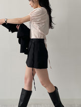 Puff Strap Short Sleeve Blouse
