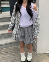 (Unisex)デストロイドチェックシャツ