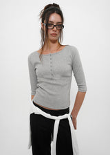 [B-BASIC] Tension Standard Henley Neck 3/4 Sleeve T-shirt (2size)